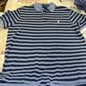 Navy blue horizontal striped Ralph Lauren men’s large Polo